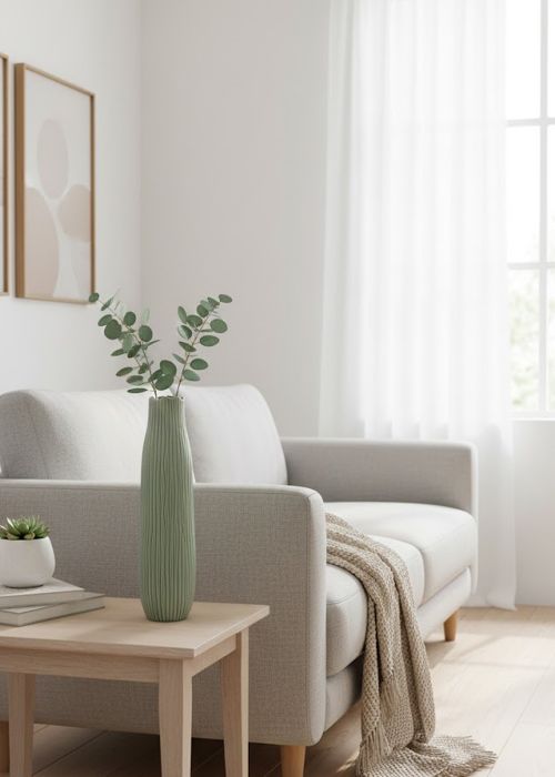 Florero Texturas Ondas Verde Claro Neutro