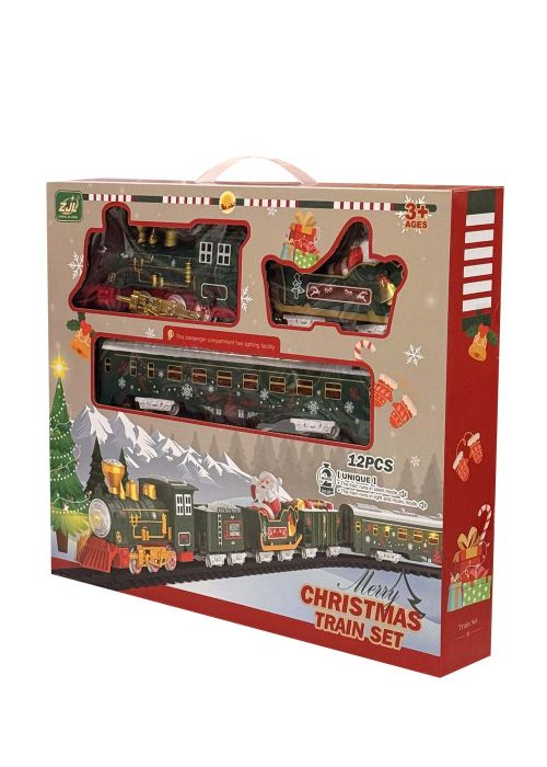 Tren Navideño con Luces 12 Piezas Verde