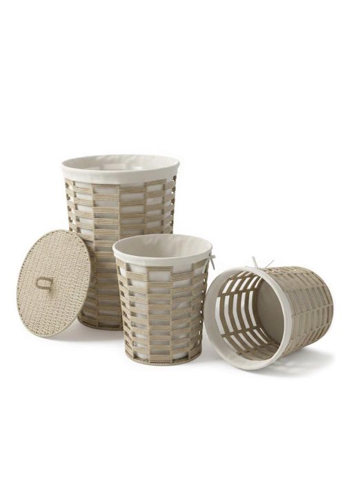 Set de 3 Canastos Cilíndricos Brisa II Neutro
