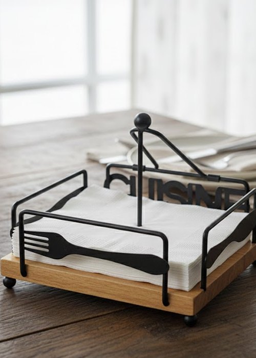 Servilletero  de metal negro Neutro