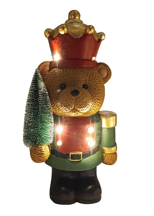Oso Soldado con Corona LED Multicolor