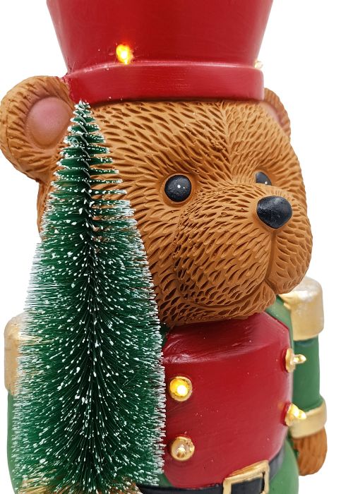 Oso Soldado con Corona LED Multicolor