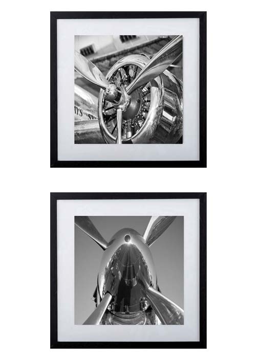 Cuadro Set Aviones Negro