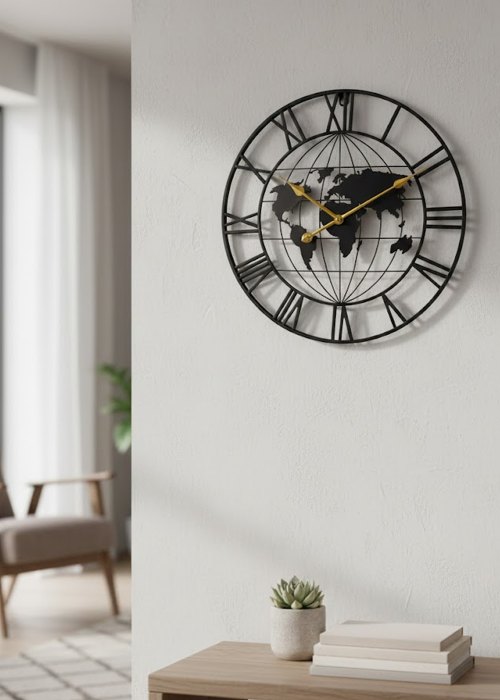Reloj de pared Mapamundi calado 60 cm Neutro