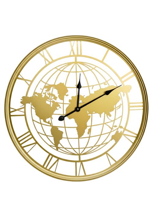 Reloj de pared Mapamundi calado 60 cm Dorado