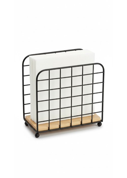 Servilletero de madera y hierro Neutro