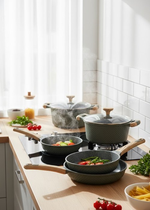 Set de bateria cocina 8 Piezas Gris Neutro