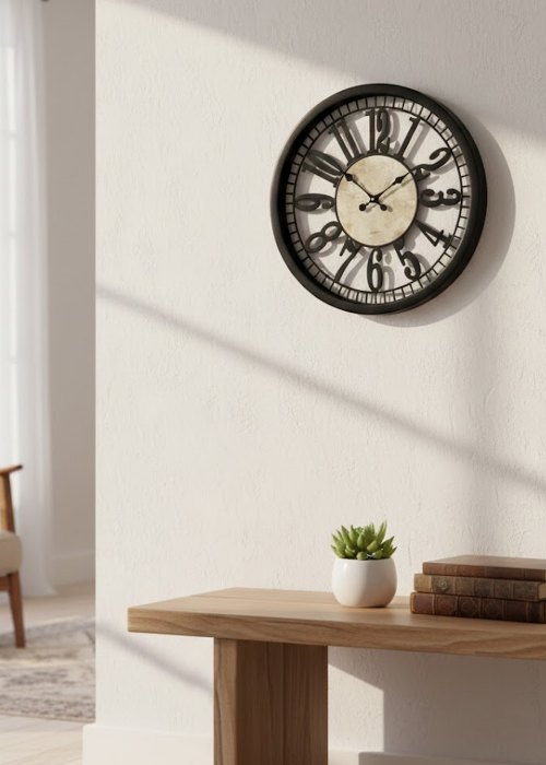 Reloj de pared Vintage con números calados Neutro