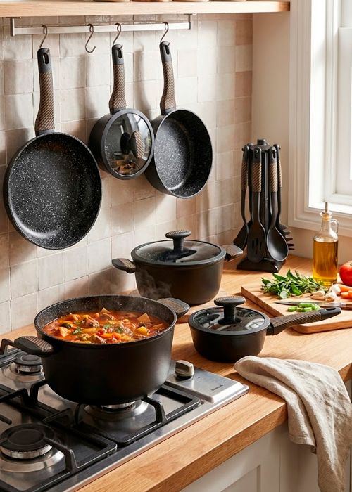 Set de bateria cocina 13 Piezas Negro Neutro