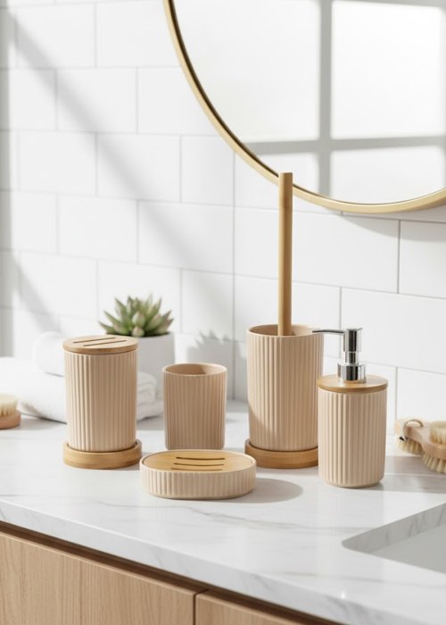 Set de baño sarga 5 piezas Neutro