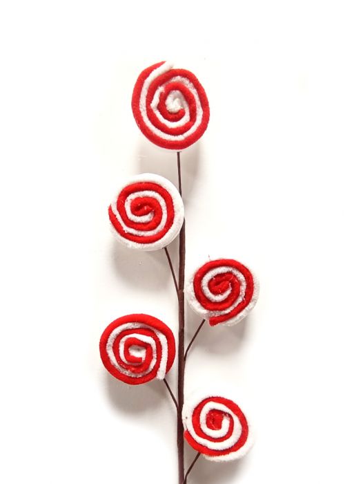 Rama de Candy Navideño 58 Rojo y Blanco