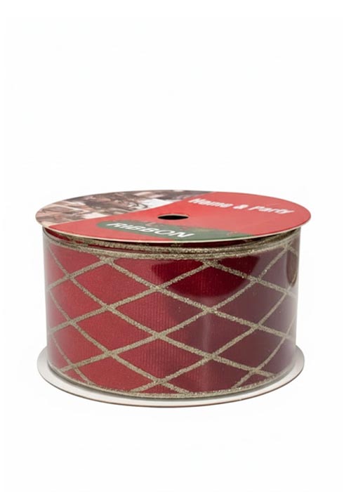 Cinta Decorativa roja con rayas doradas