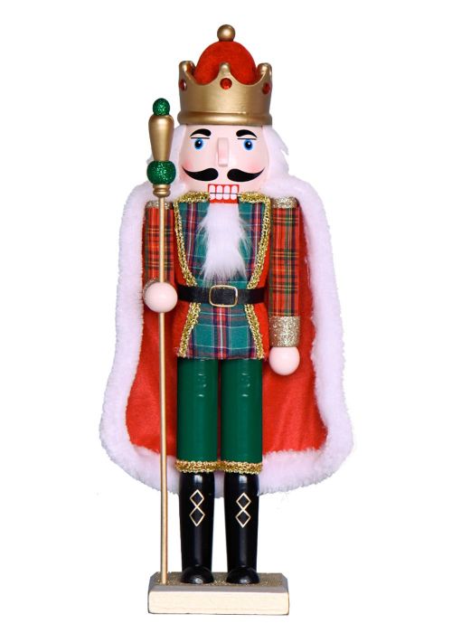 Muñeco Cascanueces con Capa y Corona Roja 37cm