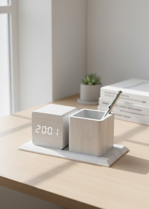 Reloj despertador Cubo con portalápices Neutro