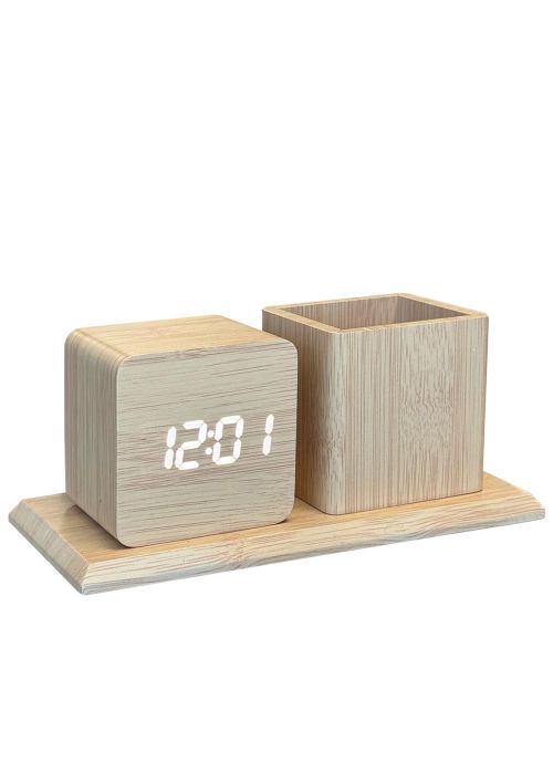 Reloj despertador Cubo con portalápices