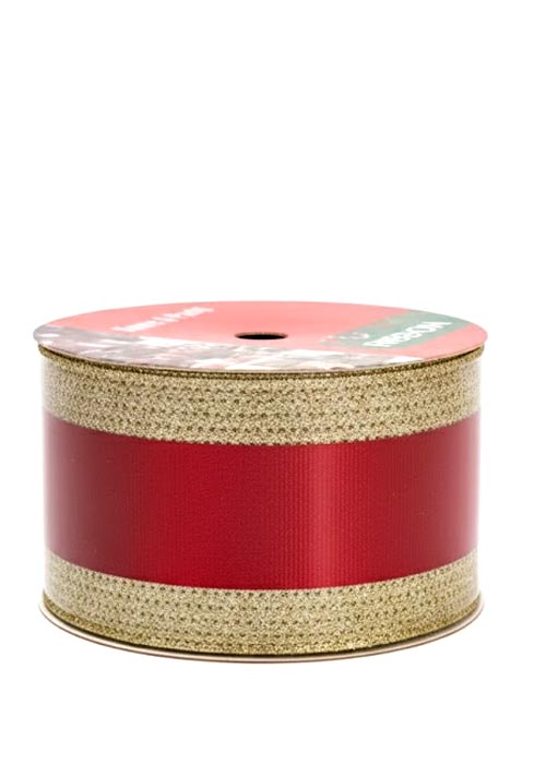 Cinta Roja con borde ancho dorado