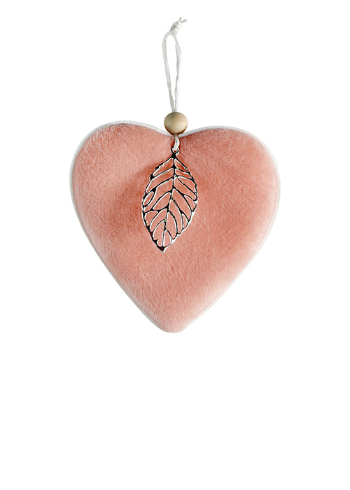 Adorno Corazón Tela Rosa Rosa