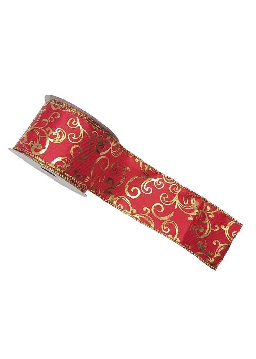 2.5X10YD RED GOLD SWIRL RIBBN