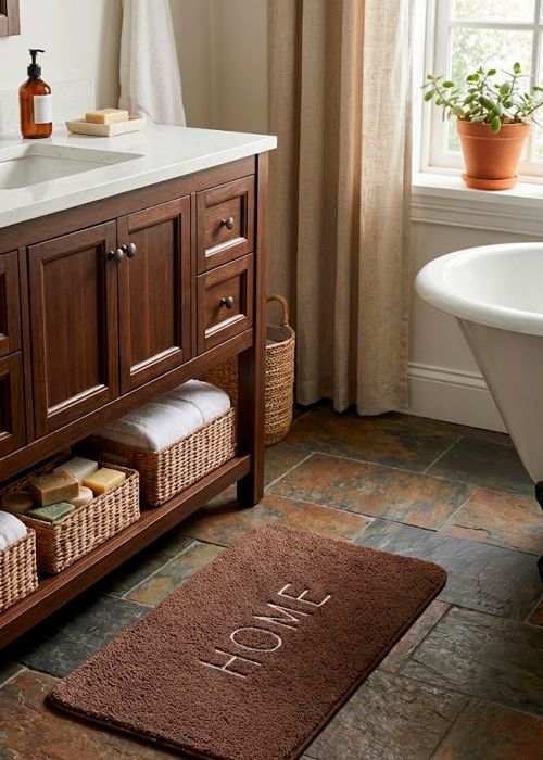 Alfombra de Baño HOME 50 x 80 cm Neutro