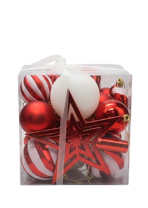 Caja Adorno Navideño Rojo y Blanco