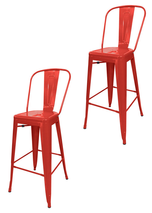 Set Taburete Alto Tolix R SP x2 Tono Rojo