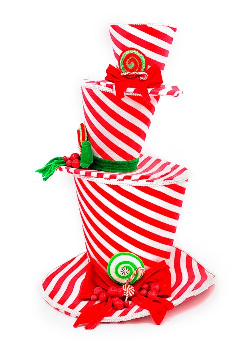 21 Red white 3 tier hats Blanco
