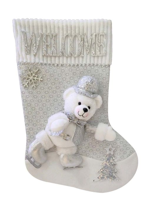 Bota  Navideña Oso Welcome