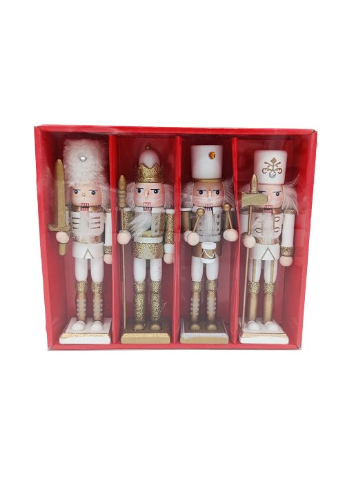 Cascanueces Blanco y Dorado 18,5 cm