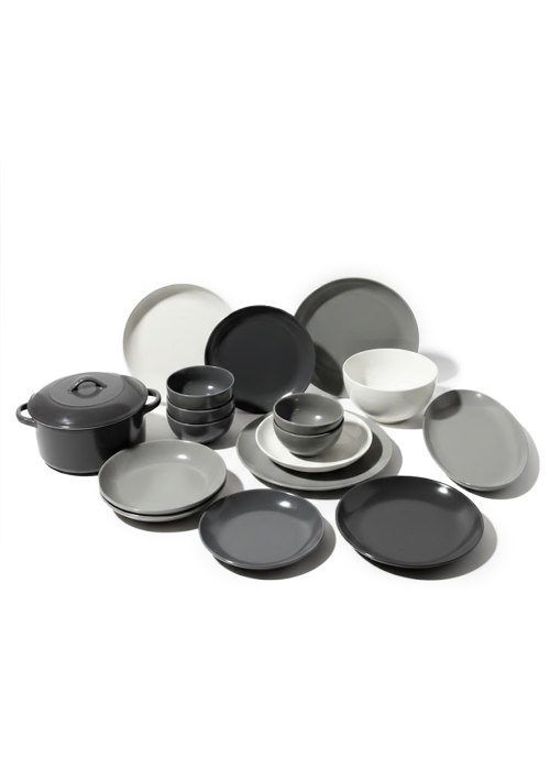 Set de Vajillas de 14 piezas Cerámica gris Gris
