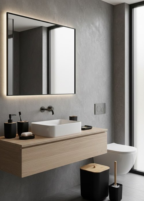 Set Accesorios Baño Nórdico Negro Neutro