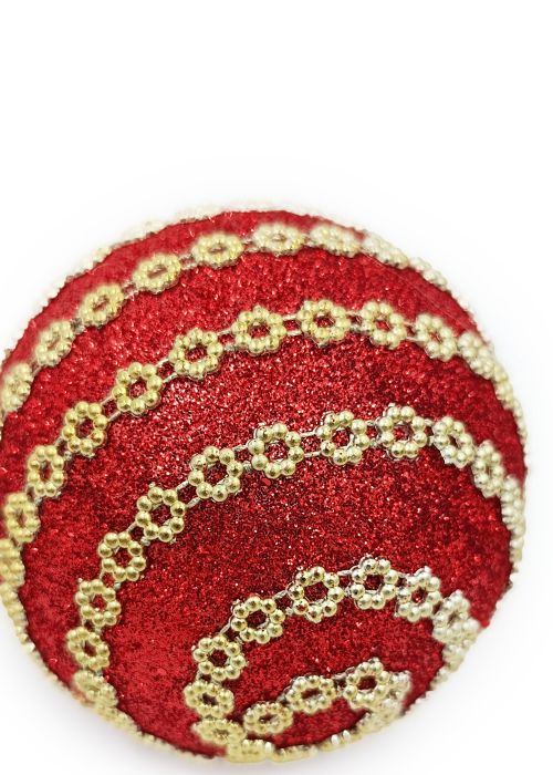 Set de 3 Esferas Navideña Roja y Dorada Rojo