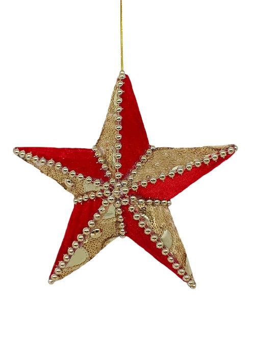 Estrella Navideña Velvet Gold Roja 23 Rojo