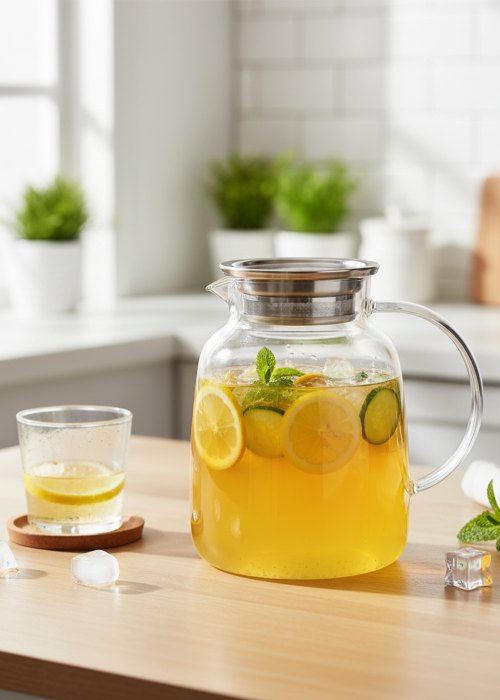 Jarra De Vidrio Con Tapa 2000 ml Neutro