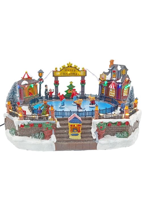 Pista de Hielo Navideña con Villa Multicolor