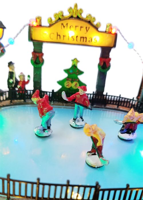 Pista de Hielo Navideña con Villa Multicolor