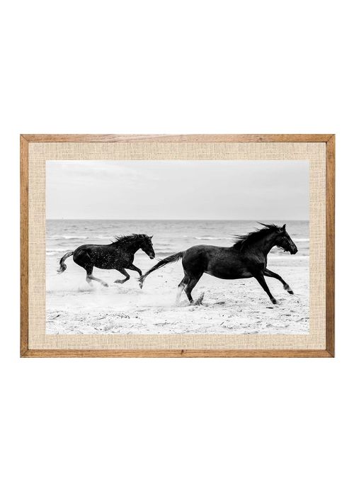 Cuadro Caballos Sobre Mar MDP Roble