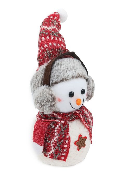 Muñeco de Nieve con Auriculares 45 cm Rojo y Blanco