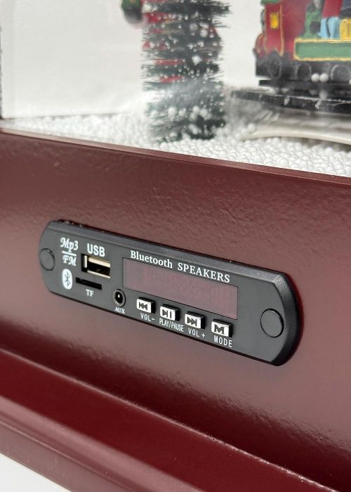 Fonola navideña con nieve LED Marron