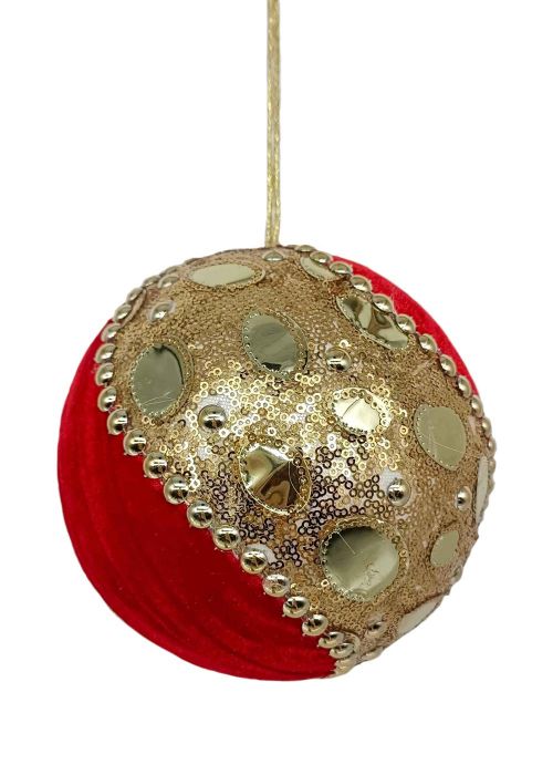 Esfera Navideña Velvet Gold Roja Rojo