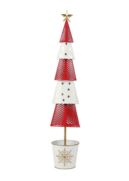 Árbol Decorativo Metálico Rojo & Blanco