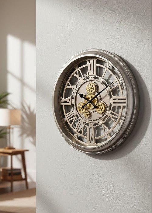 Reloj de Pared Espejo Romanos Plata Neutro
