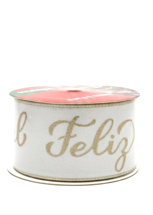 Cinta Decorativa Blanca Feliz Navidad Blanco