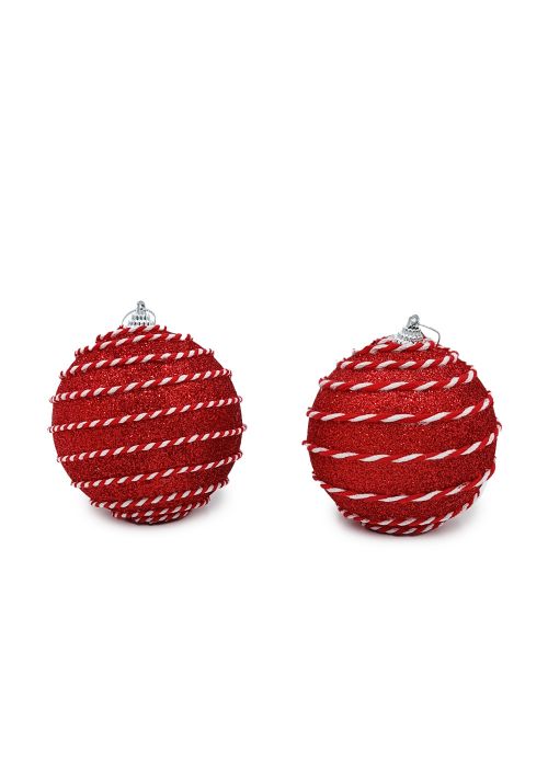 Set x2 Esferas Rojas Rayadas “Candy”