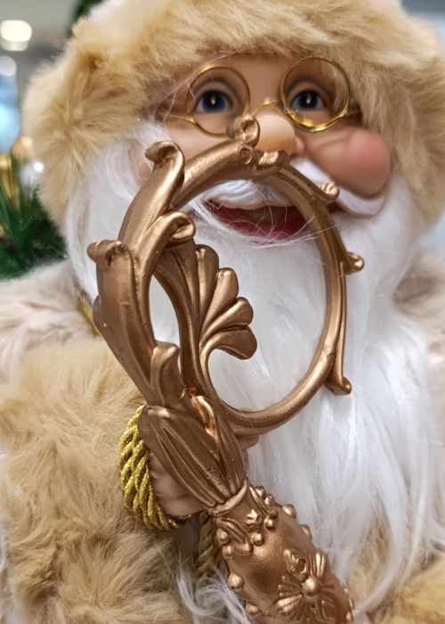 Papá Noel Invernal Dorado con Bastón 30 Dorado