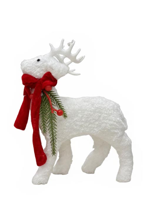 Reno con Bufanda Roja 23x17cm Blanco