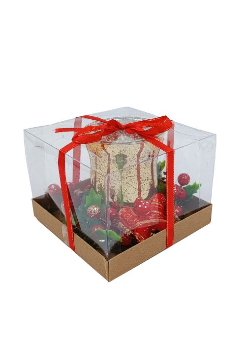 Caja Regalo con Escena Navideña Multicolor