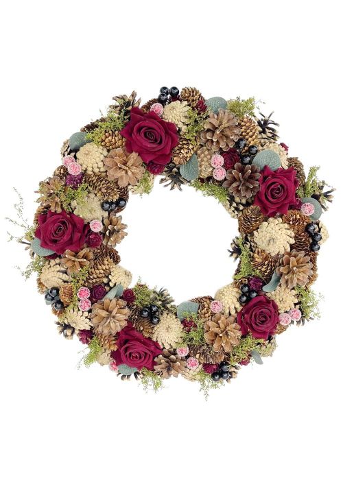 Corona Navideña Piñas y Dorado Grande Multicolor