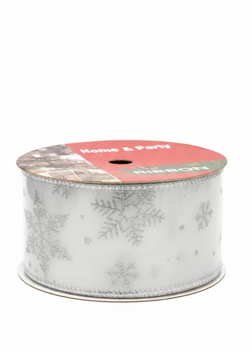 Cinta Plateada con Flores Blanco