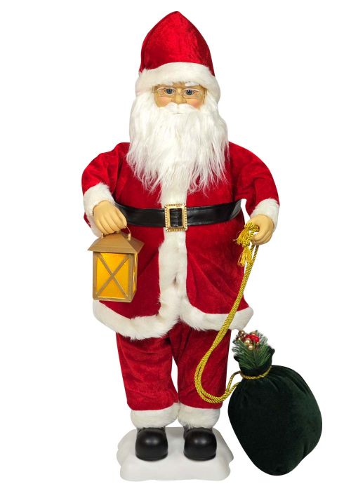 Papá Noel Farol & Saco Verde 73cm