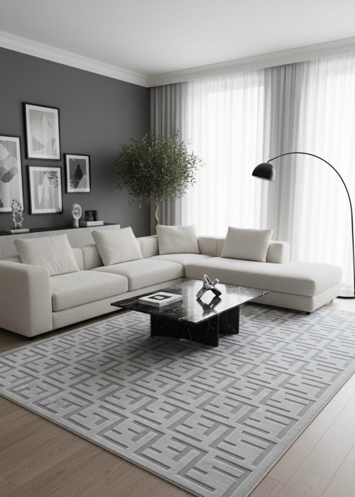 Alfombra Patrón Icónico 160 cm Neutro